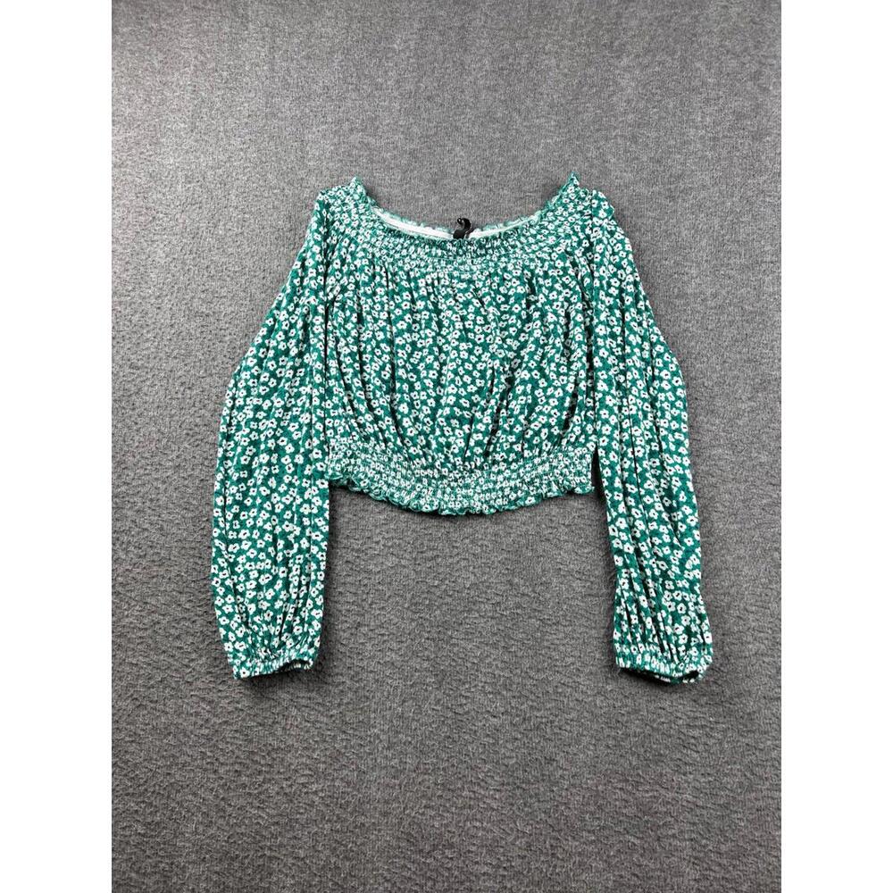 Divided Women's Green Floral Off-Shoulder Crop Top Size Small